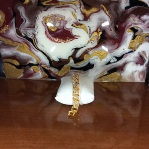 NEW! Mens Curb "Cuban" 18K Gold Wrist Chain